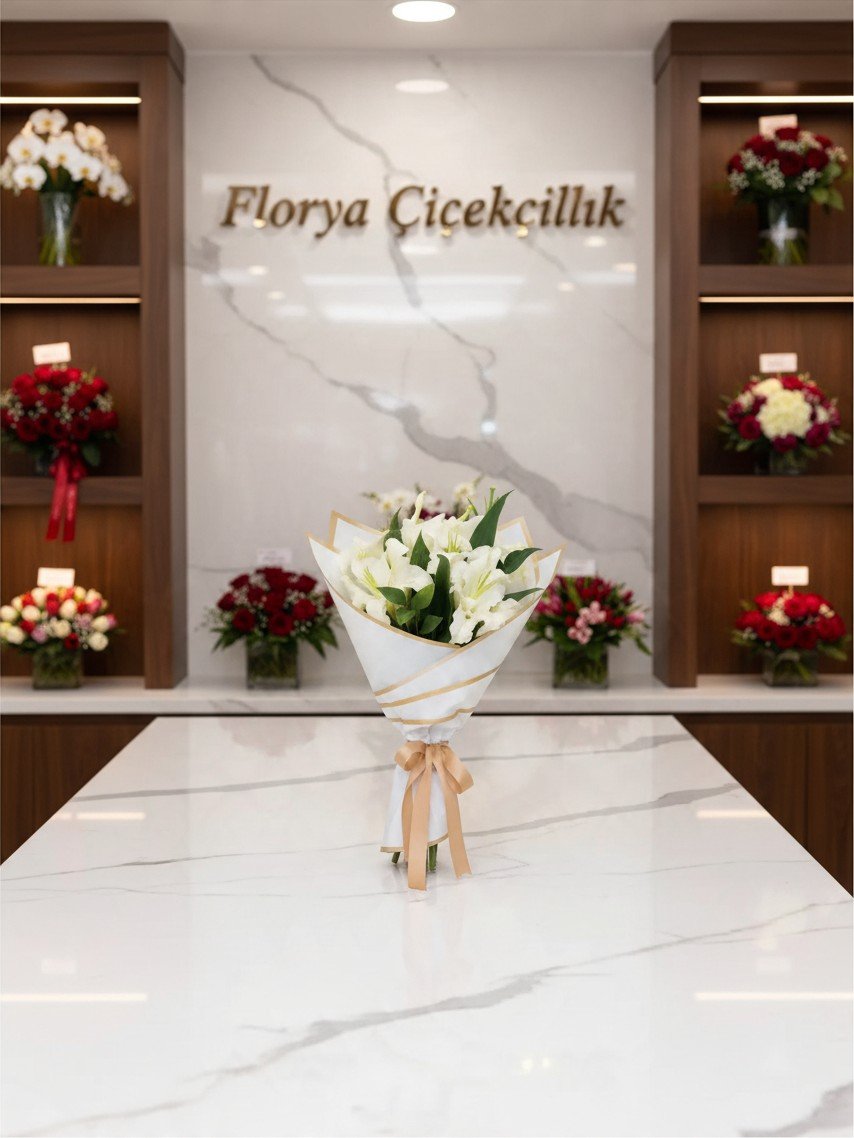 Zarafet İncisi Beyaz Liliyum Buketi